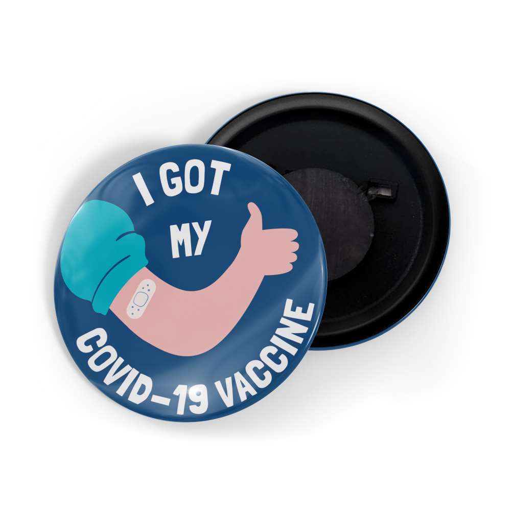 dhcrafts Fridge Magnet Blue I Got My Covid Vaccine D2 (Pack of 1) Glossy Finish Design Pack of 1 (5.8cm)